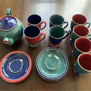 17 piece Denby Harlequin Tea/Coffee set